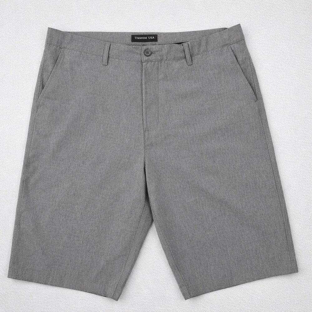 American Tall Men’s Gray Shorts 38XT Extra Tall Performance Flat Front Dad Chino
